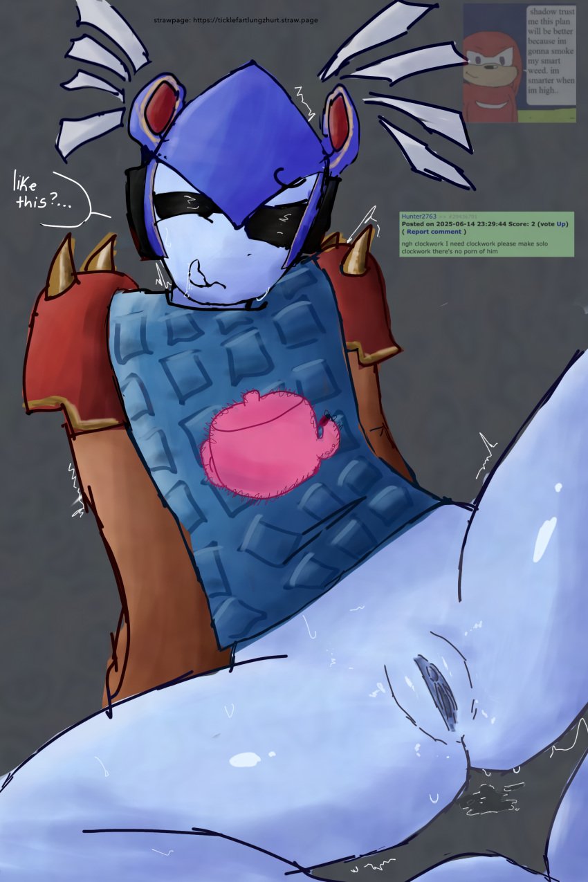 artist_request clockwork clockwork_(roblox) clothing cuntboy cuntboy_only grin grinning meme_in_the_background nervous presenting pussy pussy_juice roblox roblox_avatar robloxian shirt_lift spread_legs