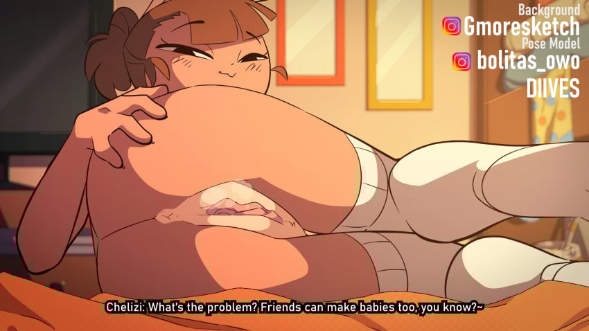 2025 animated anthro anus barely_visible_anus brown_hair chelizi_(diives) clothing dialogue diives english_text feet female footwear hair hi_res lagomorph leporid looking_at_viewer looking_back looking_back_at_viewer mammal one_eye_closed open_mouth panties rabbit smile smiling_at_viewer socks soles solo talking_to_viewer text underwear wink winking_at_viewer xingzuo_temple