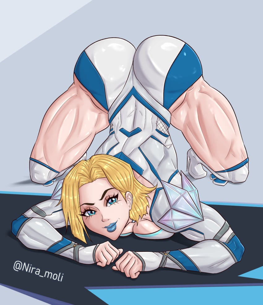 ass ass_up blonde_female blonde_hair blue_eyes blue_lipstick dat_ass emma_frost emma_frost_(marvel_rivals) marvel marvel_comics marvel_rivals muscular muscular_female niramoli thick_thighs white_queen x-men