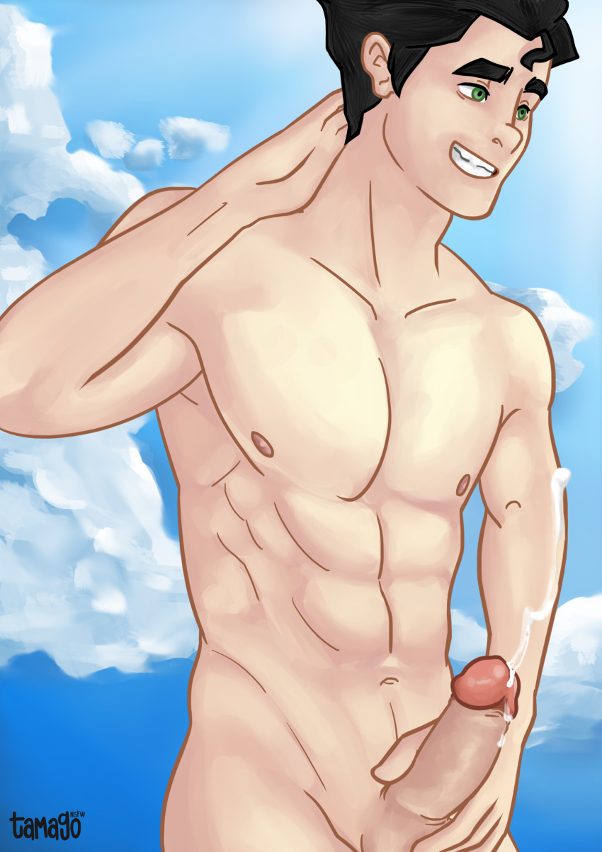 armpits avatar_the_last_airbender bichikyu black_hair bolin cum erection male male_focus male_only masturbation muscular muscular_male nickelodeon nipples pecs penis smooth_skin the_legend_of_korra