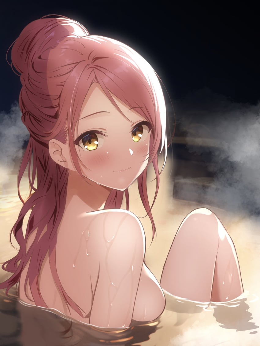 1girls absurd_res absurdres bare_arms bare_back bare_breasts bare_calves bare_chest bare_knees bare_legs bare_midriff bare_shoulders bare_skin bare_thighs bare_torso bath bathing bathtub blush blush_lines blushing_at_viewer blushing_female borgbutler breasts closed_mouth completely_naked completely_naked_female completely_nude completely_nude_female dot_nose dripping_wet female female_focus female_only hair_bun high_resolution highres knees legs light-skinned_female light_skin lips long_hair looking_at_viewer looking_back looking_back_at_another looking_back_at_partner looking_back_at_viewer love_live! love_live!_sunshine!! medium_breasts mist naked naked_female nude nude_female onsen parted_bangs partially_submerged partially_submerged_legs red_hair red_hair_female sakurauchi_riko shoulders sideboob simple_background sitting slender_body slender_waist slim_girl slim_waist smile smiling smiling_at_viewer soaked solo steam submerged_feet submerged_legs thin_waist upper_body water wet wet_belly wet_body wet_breasts wet_face wet_hair wet_legs wet_skin yellow_eyes yellow_eyes_female