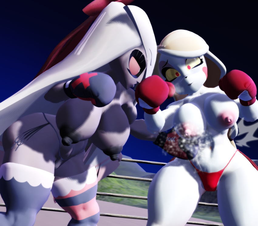 2girls 3d 3d_(artwork) beach_boxing big_breasts big_penis big_thighs black_boxing_gloves black_gloves boxing boxing_gloves boxing_ring breasts catfight charlie_morningstar_(hazbin_hotel) demon_girl duo female female_focus female_only fight fighting fighting_ring gloves hazbin_hotel huge_breasts josugomezofficialnew large_breasts nipples penis punch punching red_boxing_gloves red_gloves rib_punch ryona sand side_punch thick thick_hips thick_thighs thighs topless topless_boxing topless_female vaggie_(hazbin_hotel) wide_hips yuri