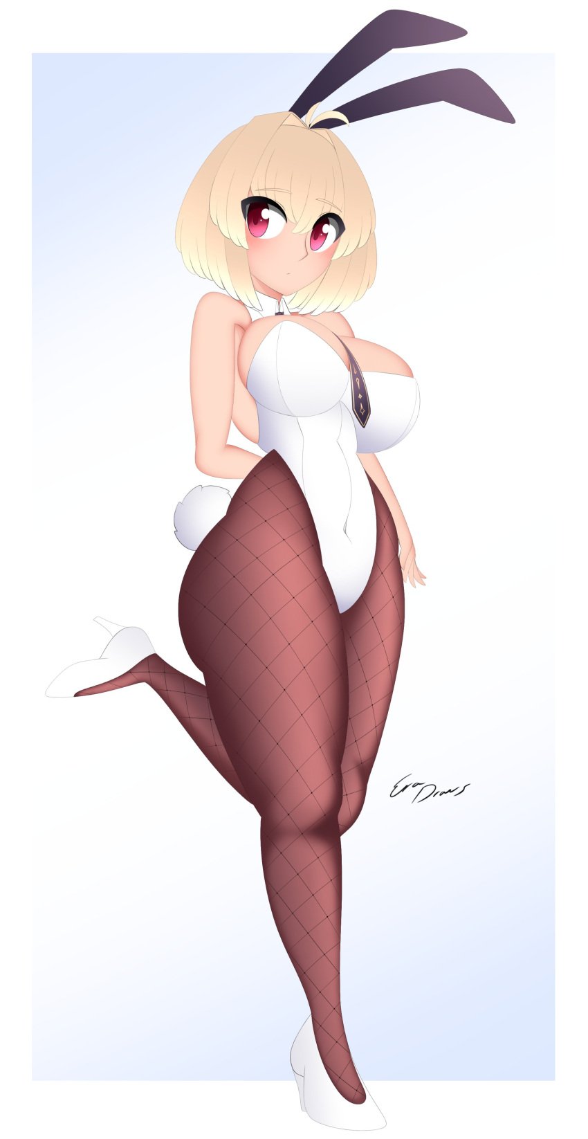 1girls alternate_breast_size arcueid_brunestud big_breasts blonde_hair breasts bunny_ears bunny_suit bunnysuit cleavage cuffs era_draws female female_only hyper large_boobs large_breasts pantyhose plump short_hair solo thick thick_hips thick_thighs tsukihime vampire vampire_girl wide_hips