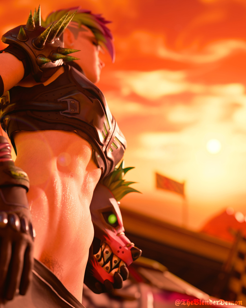 blenderdemon female fortnite fortnite:_battle_royale ringmaster_scarr_(fortnite) sweat sweaty sweaty_body sweaty_breasts