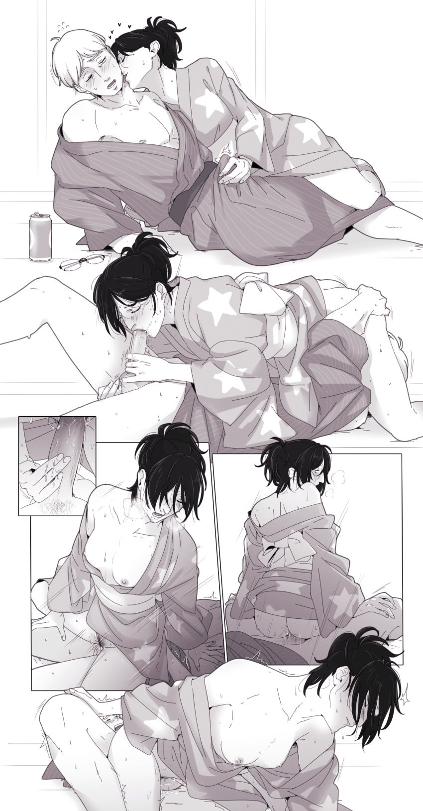 69 androgynous attack_on_titan ball_fondling balls between_legs blonde_hair blush breasts brown_hair butt_crack closed_eyes comic comic_page cunnilingus drooling erection erection_under_clothes fellatio full-face_blush glasses glasses_removed greyscale hand_on_another's_leg handjob hanji_zoe hanpetos happy_sex heart higher_resolution_duplicate human looking_at_partner looking_pleasured lying lying_down lying_on_side male_penetrating male_pubic_hair moblit_berner monochrome nipples one_eye_closed partially_clothed penis penis_grab ponytail pubic_hair pussy_juice pussy_juice_drip reverse_cowgirl_position riding riding_penis romantic romantic_couple saliva saliva_on_penis shingeki_no_kyojin short_hair small_breasts smile spreading straddling sweat tied_hair toned toned_male uncensored undressing vaginal_penetration visible_breath wholesome yukata