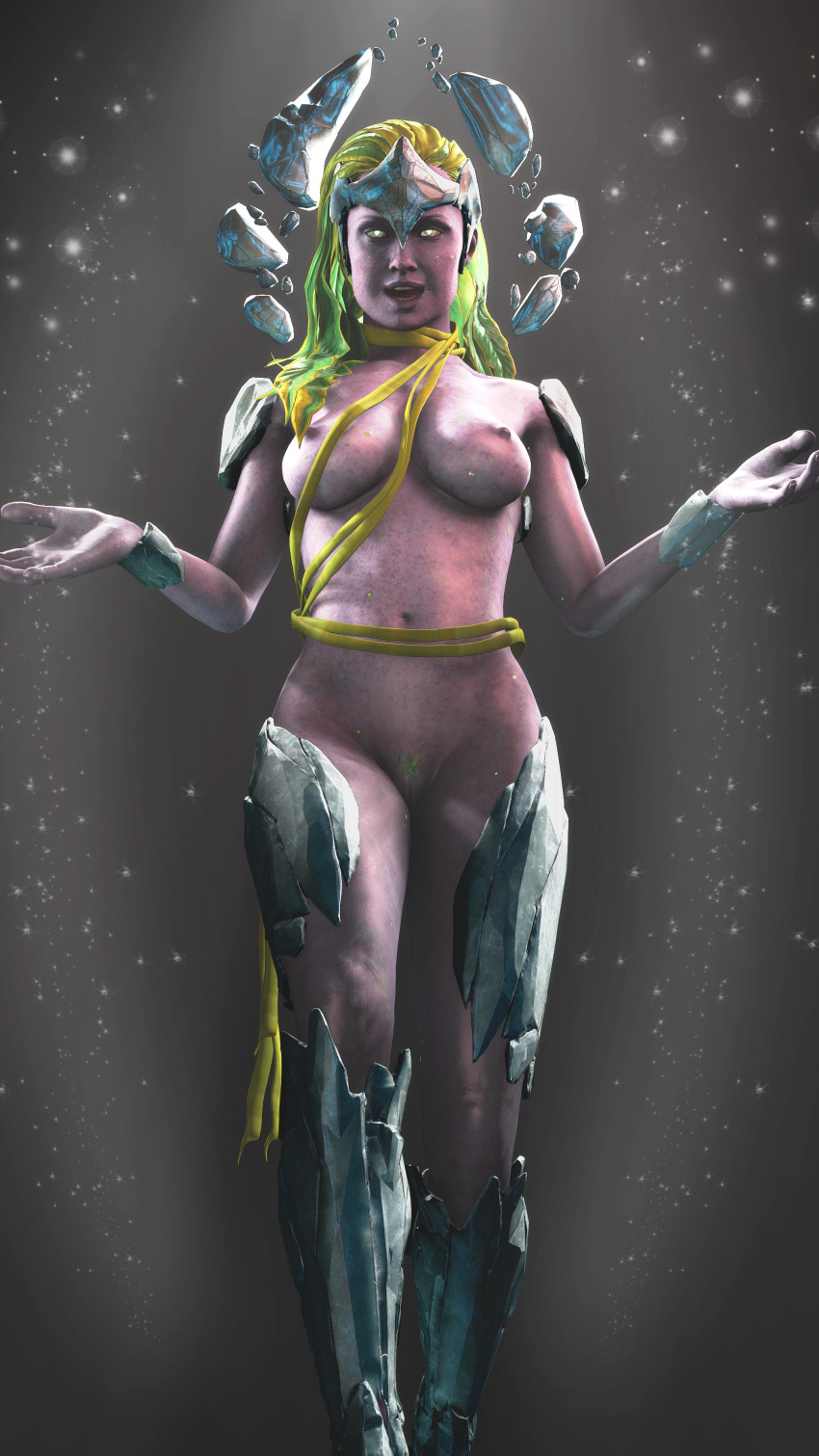 3d cetrion glowing green_hair large_breasts mortal_kombat mortal_kombat_11 purple_skin smokescreen117 solo solo_female source_filmmaker