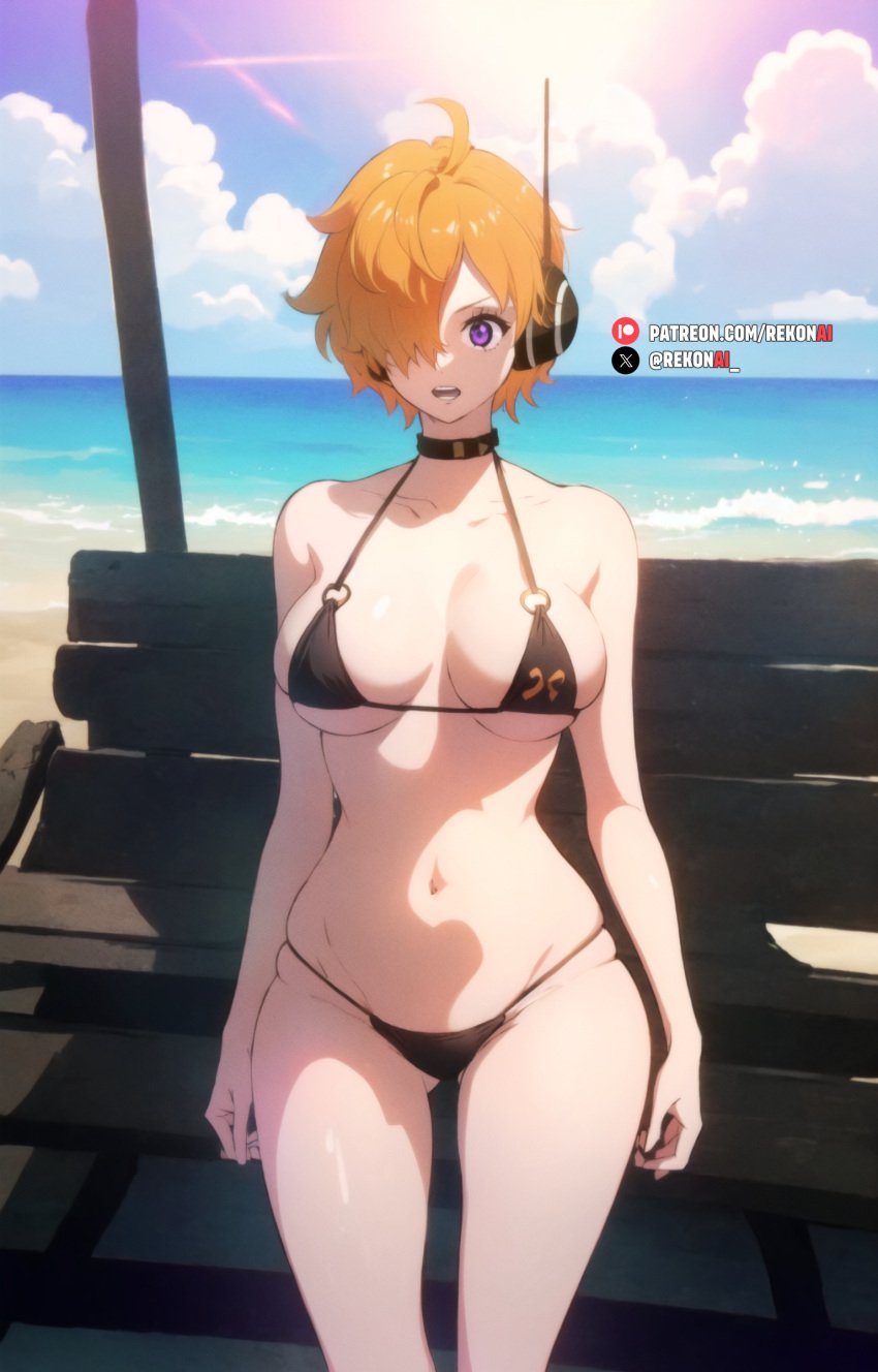 1girls 2d ai_generated beach big_breasts bikini choker female female_focus female_only female_protagonist from_front_position headphones huge_breasts large_breasts light-skinned light-skinned_female light_skin medium_breasts one_piece one_piece:_egghead_arc open_mouth orange_hair pale-skinned_female pale_skin perfect_body purple_eyes rekonai sea short_hair shounen_jump sky solo solo_female solo_focus sun sunny tagme thick thick_ass thick_hips thick_legs thick_lips thick_thighs thin thin_female thin_waist tight_bikini tight_clothes tight_clothing tight_fit tight_pants uncensored vegapunk_lilith violet_eyes