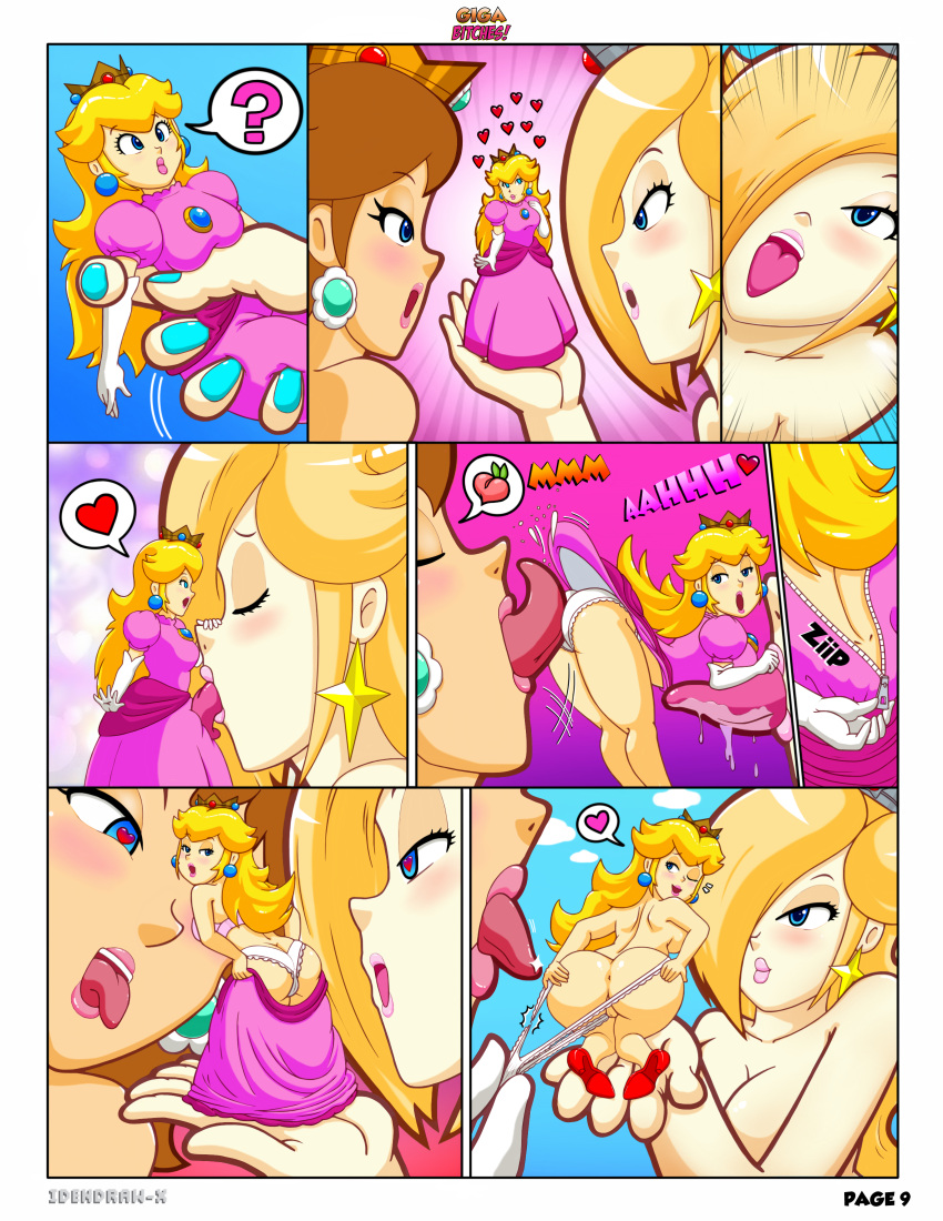 anal anal_insertion anal_sex ass big_ass big_butt comic giantess idendrawx idenrawx licking mario_(series) minigirl nintendo parody princess_daisy princess_peach princess_rosalina shrinking