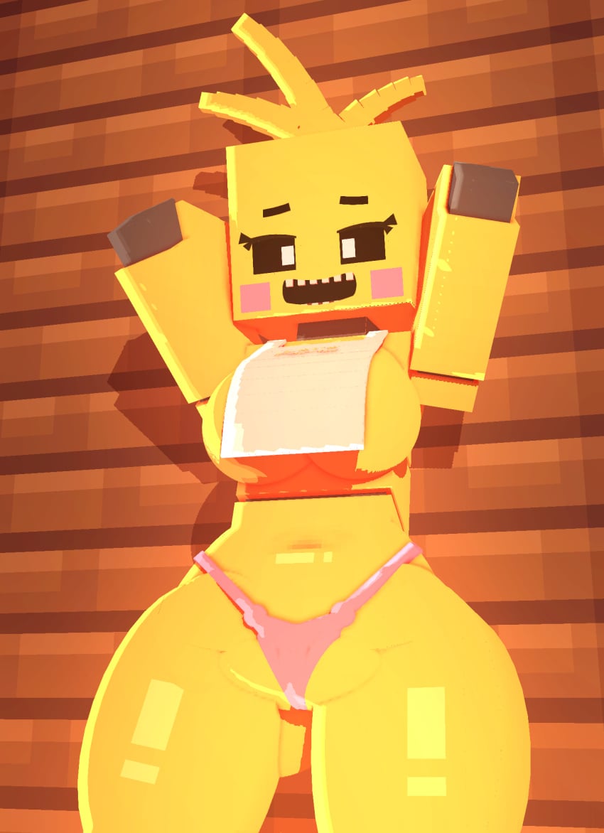 3d 3d_(artwork) big_breasts bird blueblocky breasts chicken curvy curvy_body curvy_female curvy_figure digital_media_(artwork) female female_only five_nights_at_freddy's five_nights_at_freddy's_2 fnaf machine mine-imator minecraft open_mouth robot shadow simple_background smooth_skin thick_thighs thighs toy_chica_(fnaf) toy_chica_(love_taste) wide_hips yellow_body yellow_hair