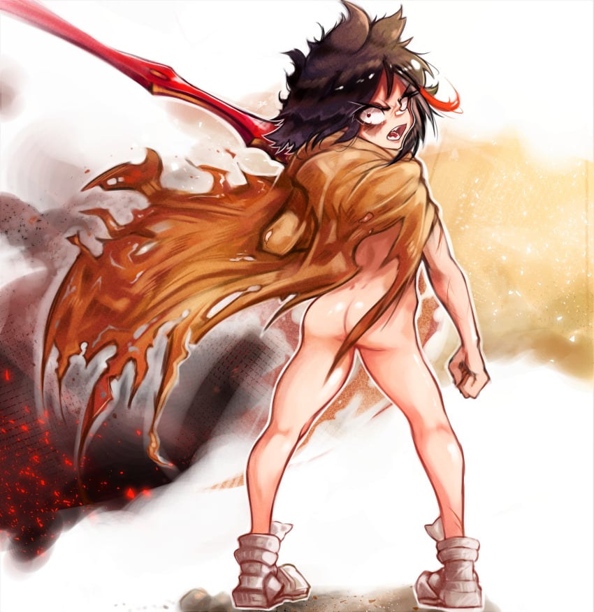 1girls angry ass cloak female kill_la_kill matoi_ryuuko nude onimiere tagme