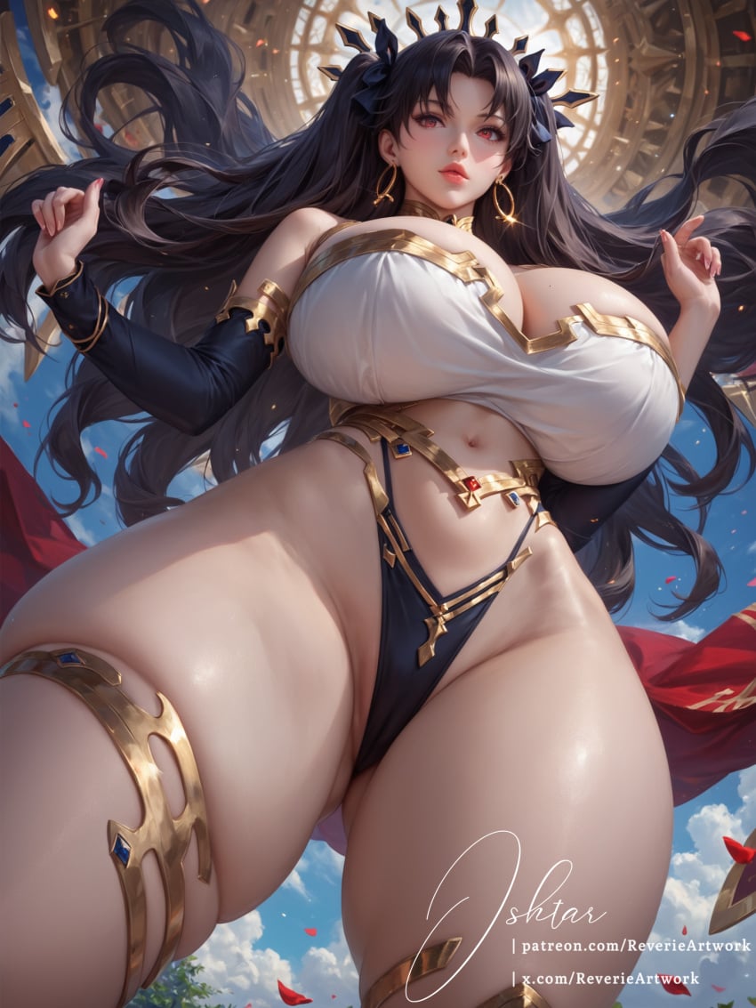 ai_generated ass ass bangs big_ass big_breasts big_breasts black_hair breasts breasts breasts_bigger_than_head choker curvy curvy_body curvy_female curvy_figure earrings fate/grand_order fate_(series) female female female_focus female_only hi_res high_resolution highres hips huge_breasts ishtar_(fate) ishtar_(fate/grand_order) legs long_hair oppai outdoors outside panties red_eyes reverieartwork solo solo_female solo_focus stable_diffusion thick_thighs thigh_strap thighs viewed_from_below voluptuous voluptuous_female wide_hips