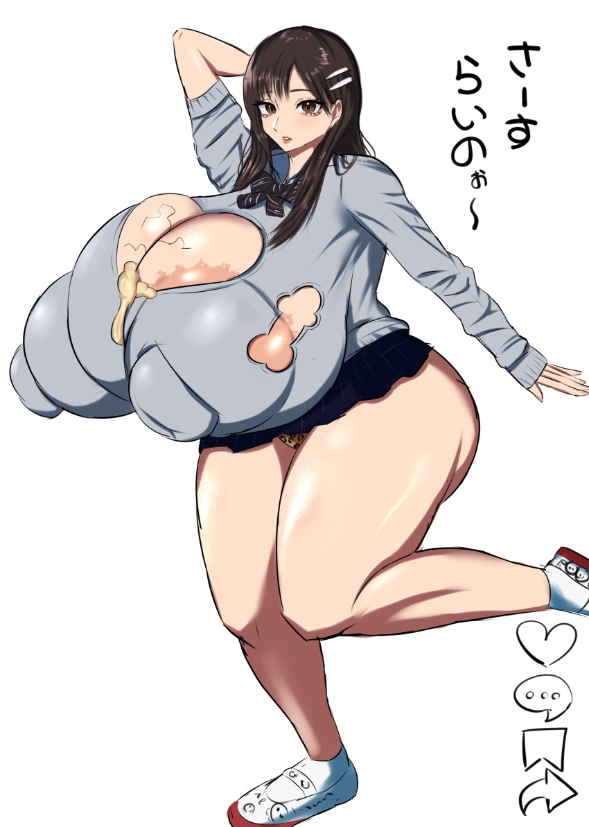 1girls big_breasts breasts busty cleavage cum curvaceous curvy curvy_body curvy_female curvy_figure female huge_breasts japanese_text large_breasts original original_character shoes thick_thighs thighs toripusu translation_request voluptuous