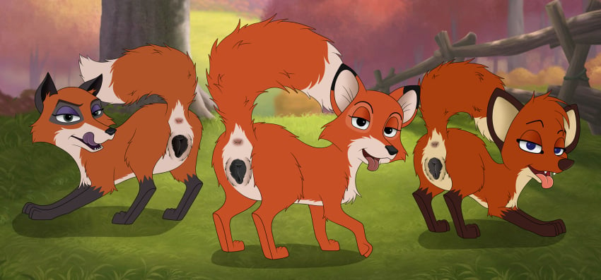 animal_genitalia animal_pussy anus ass balto_(film) bedroom_eyes bent_over black_pussy canid canine canine_pussy cunning_trickster_(balto) disney female female_only feral feral_only fluffy fluffy_tail fox half-closed_eyes hi_res horny_(disambiguation) jungledyret_hugo looking_at_viewer mammal paws pussy rear_view rita_(jungledyret) seductive skateryena the_fox_and_the_hound tongue tongue_out vixey