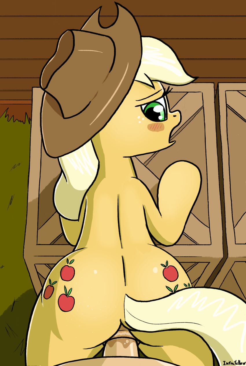 anal anus applejack_(mlp) ass cutie_mark duo equid equine faceless_male female feral friendship_is_magic hi_res horse human human_on_feral infrayellow interspecies male mammal my_little_pony penis pony pussy sex solo_focus straight zoophilia