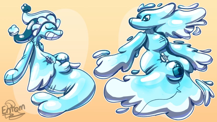 balloon blue_body bulge deltarune inflatable latex living_inflatable mizzle_(deltarune) nozzle nulge pool_toy rubber water