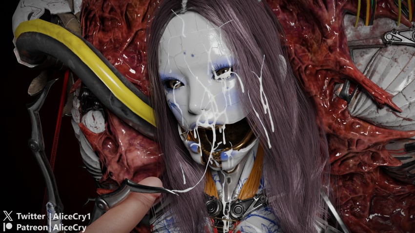3d alicecry cum cum_on_face defeated defeated_villainess enemies facial facial_hair karakuri robot robot_girl stellar_blade