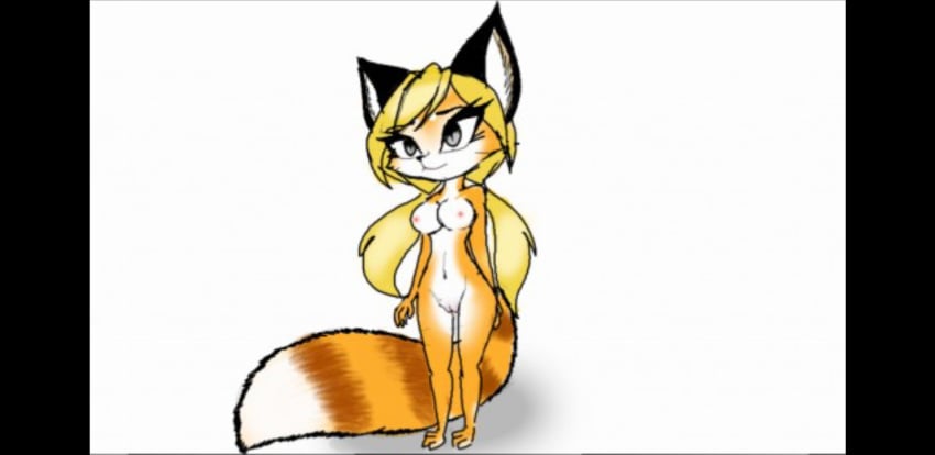 1girls 2018 anthro breasts female fox hair hanako_(noctoraproject) navel noctoraproject nude pussy solo standing tagme