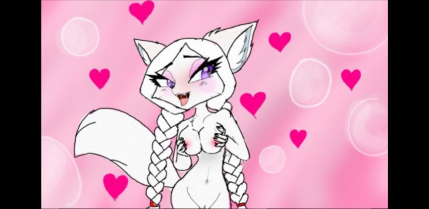 2018 anthro blush breasts female heart navel noctoraproject nude pussy saliva seductive solo tagme white_fox zinnia_(noctoraproject)