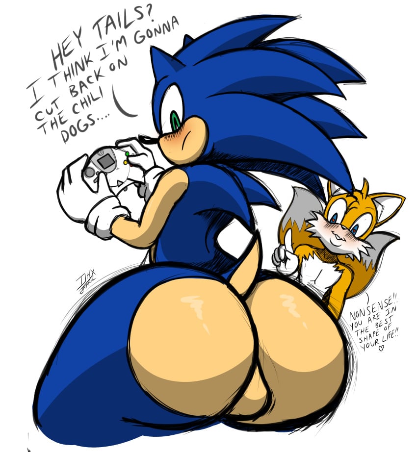 <3_eyes absurd_res anthro ass backsack balls big_ass big_balls big_butt canid canine damian_hodge dhx2kartz dreamcast electronics eulipotyphlan exposed_torso femboy footwear fox handwear heart hedgehog hi_res huge_ass huge_butt humanoid hyper male mammal presenting_hindquarters sketch sonic_(series) sonic_the_hedgehog tails thick_thighs wide_hips