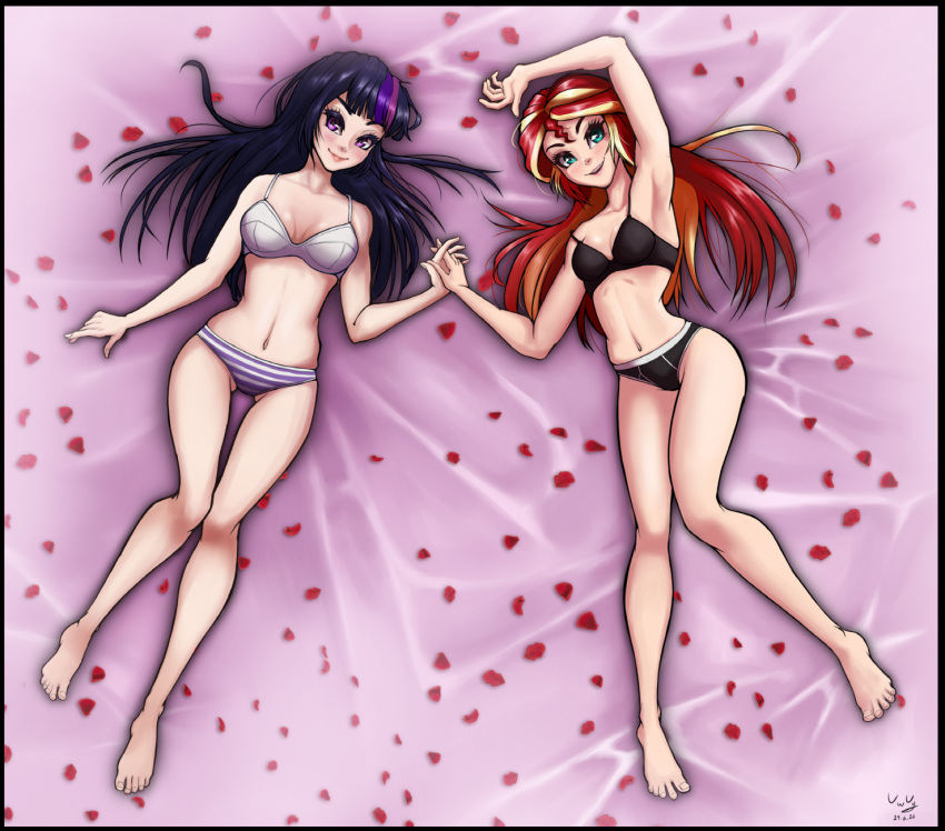 deviantart_link equestria_girls female female_only friendship_is_magic my_little_pony sunset_shimmer the-park twilight_sparkle_(mlp) underwear yuri