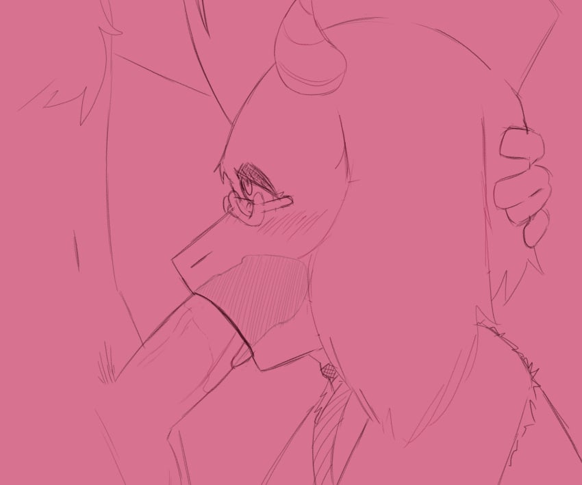 anthro balls bodily_fluids bovid caprine choker clothed clothing deltarune eyewear fellatio femboy floppy_ears fluffy genitals glasses goat hi_res holding_head horn insate jewelry licking looking_up male mammal mohawk navel necklace oral partially_clothed penile penis pubes ralsei saliva saliva_on_penis sex tongue toriel undertale_(series) wearing_glasses x-ray_view