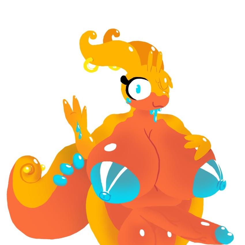 alpha_channel anthro areola balls big_balls big_breasts big_penis big_tail blue_areola blue_eyes blue_nipples breasts countershading digital_drawing_(artwork) digital_media_(artwork) ear_piercing furgonomics furry-specific_piercing futanari generation_6_pokemon genitals gesture goo_creature goob_(yogurtbeans) goodra hand_above_breast hand_on_breast hi_res huge_balls huge_breasts huge_cock huge_thighs intersex nintendo nipples nude nude_intersex orange_body orange_countershading orange_skin overweight overweight_anthro overweight_intersex penis piercing pokemon pokemon_(species) slime smile smiling_at_viewer solo tail tail_piercing thick_thighs waving waving_at_viewer yellow_body yellow_skin yogurtbeans