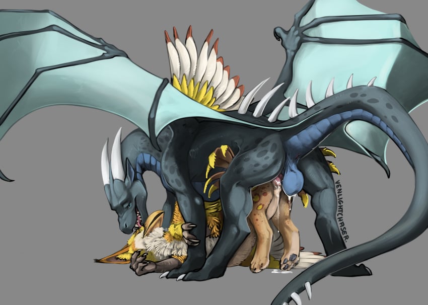2025 avian balls black_body black_pawpads black_scales blue_body blue_scales brown_body brown_fur claws dragon duo erection female feral fur genitals gryphon horn male male/female mythological_avian mythological_creature mythological_scalie mythology pawpads penetration penis perineum pink_penis scales scalie size_difference vaginal_penetration venlightchaser white_claws white_horn