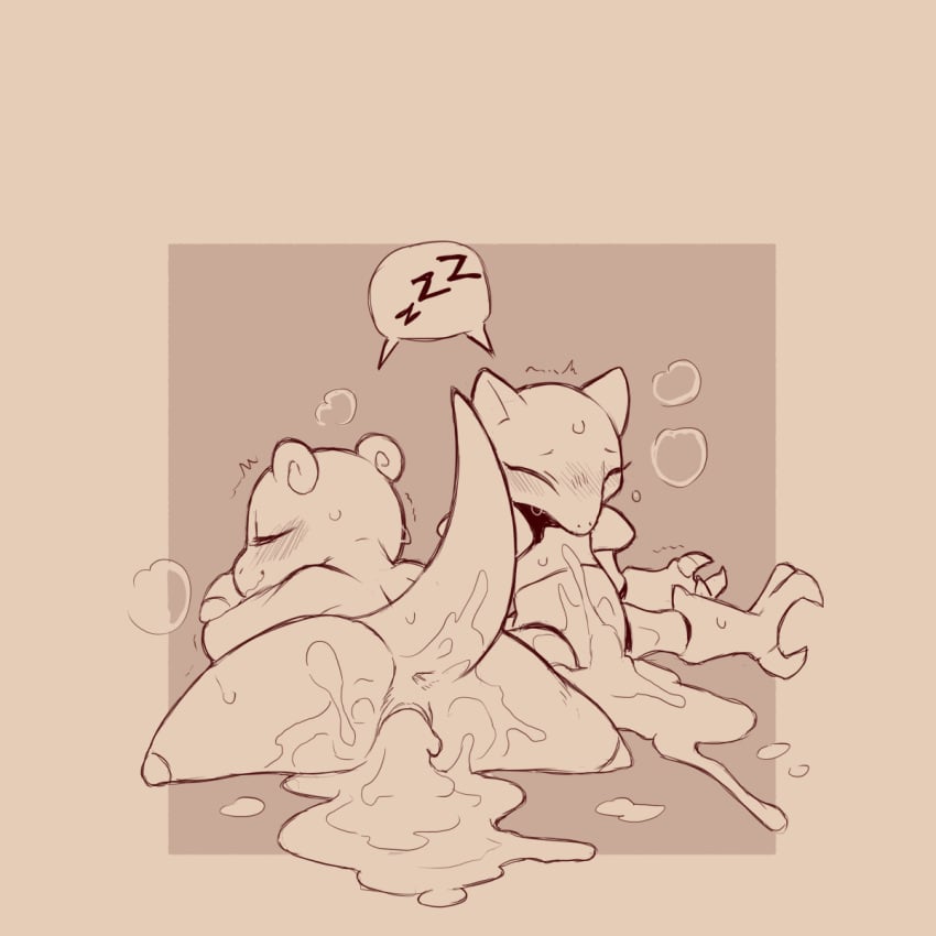 2024 abra after_sex after_vaginal anthro anus biped blush bodily_fluids closed_eyes closed_smile cold-blooded-twilight cum cum_in_pussy cum_inside duo female generation_1_pokemon genital_fluids genitals hi_res leaking_cum mammal mouth_closed nintendo on_ground pokemon pokemon_(species) pussy rear_view sleeping slowpoke smile sound_effects speech_bubble spread_legs spreading sweat tail thick_thighs vowelless vowelless_sound_effect wide_hips zzz