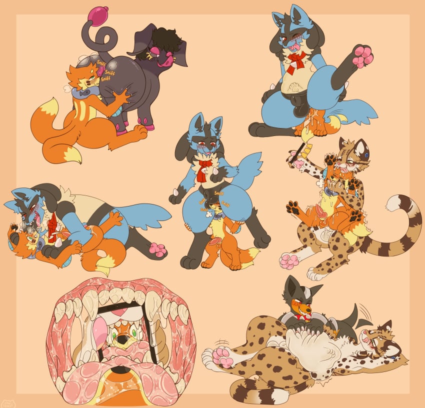 absurd_res anal anal_vore ball_sniffing balls bodily_fluids buizel butt_sniffing chaikitty drooling electronics felid feline generation_2_pokemon generation_4_pokemon generation_9_pokemon genitals group head_in_mouth hi_res houndour knotting leopardus lucario male male/male mammal mouth_shot nintendo ocelot oinkologne open_mouth oral_head_gulp phone pokemon pokemon_(species) saliva size_difference sniffing soggy_(soggybuizel) sweat vore