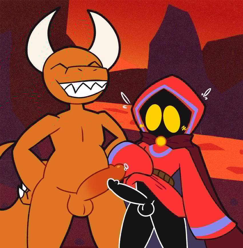 2024 absurd_res anthro ball_size_difference balls big_penis black_balls black_glans black_penis blue_clothing blue_robe bodily_fluids bottomless cape claws closed_eyes clothed clothing demon duo erection fatduud finger_claws genital_fluids genitals glans grin hands_on_hips hi_res horn humanoid_genitalia humanoid_penis lava leo_the_magician long_sleeves male no_pupils nude orange_balls orange_penis outside penis penis_size_difference precum raised_robe red_cape red_clothing red_robe robe shadow_creature sharp_teeth smile standing teeth thigh_gap to-be-named-later white_claws white_horn yellow_eyes
