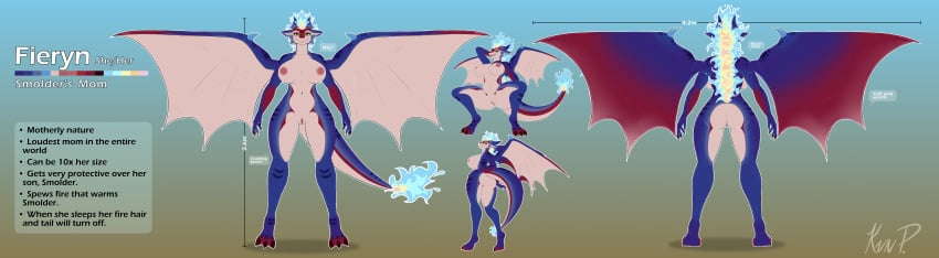 absurd_res anthro areola big_breasts big_wings blue_body blue_wings breasts claws dragon female fieryn_(kvnpoulsen) finger_claws fingers fire flaming_hair flaming_tail genitals green_eyes hi_res horn kvnpoulsen league_of_legends looking_back looking_down mature_anthro mature_female model_sheet mother_(lore) mythological_creature mythological_scalie mythology nipples non-mammal_breasts non-mammal_nipples parent_(lore) pseudo_hair pseudo_mane pussy riot_games scalie seductive smolder&#039;s_mom spread_legs spread_wings spreading tail teeth tencent thick_tail thick_thighs tongue tongue_out wings