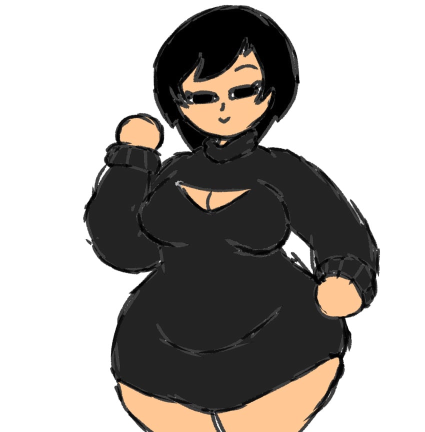 1girls artist_request ava_(gazoogaloo) black_eyes black_hair black_sweater black_turtleneck black_turtleneck_sweater breasts cleavage cleavage_cutout female large_breasts long_sleeves looking_at_viewer mii nintendo oc short_hair simple_background smile smiling_at_viewer solo solo_female solo_focus sweater turtleneck turtleneck_sweater white_background