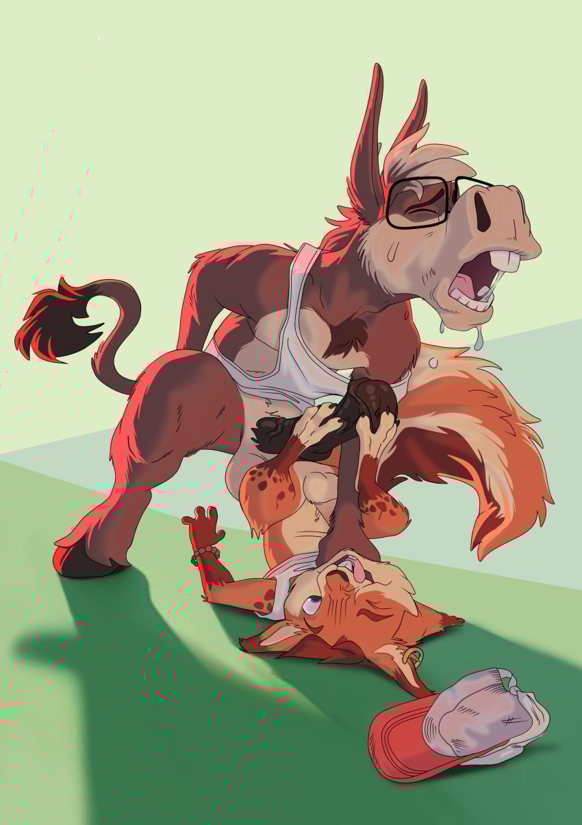 absurd_res asinus balls dominant donkey duo equid equine genitals greko_the_cat hi_res male male/male mammal paws penis rodent sciurid submissive tree_squirrel virgil