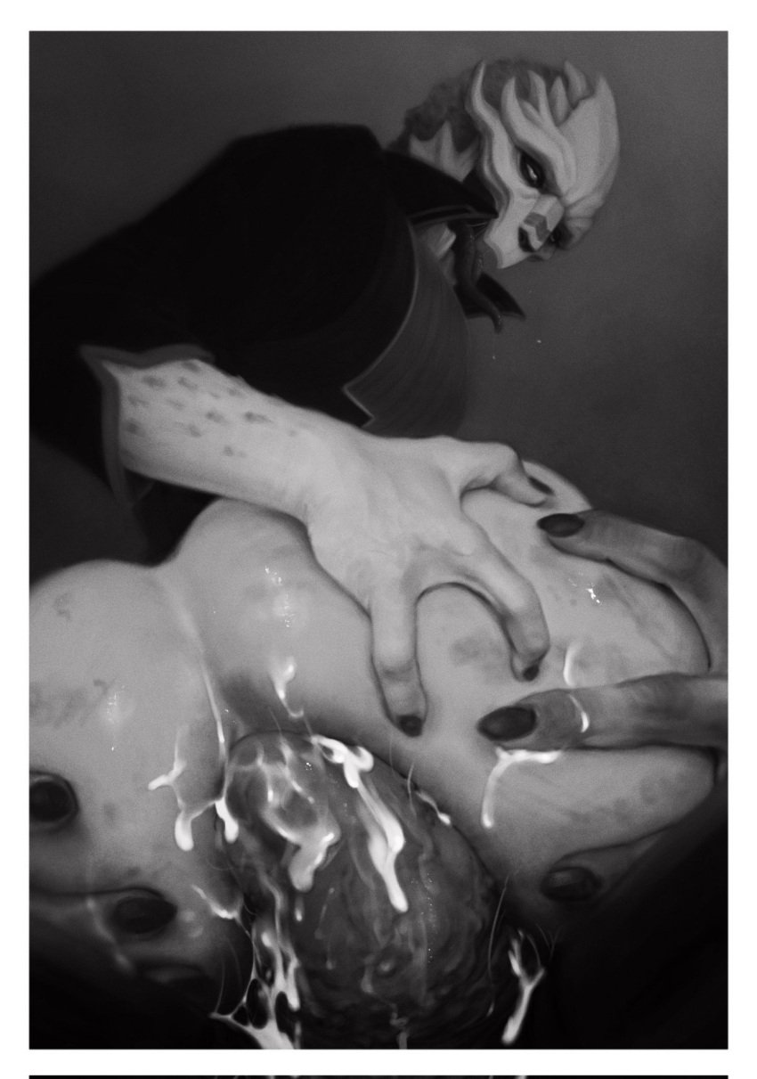 ahe_gao alien anal anal_sex ass big_penis bioware bodily_fluids bodypaint bottomless butt_grab cccrusty clothed clothing cum cum_in_ass cum_inside cum_on_butt cum_on_penis duo electronic_arts eliana_corvalis face_paint female female_focus female_penetrated genital_fluids genitals greyscale hand_on_butt hi_res looking_pleasured male male/female male_penetrating male_penetrating_female mass_effect monochrome open_mouth partially_clothed penetration penis sex shirt size_difference solo_focus tongue tongue_out topwear turian