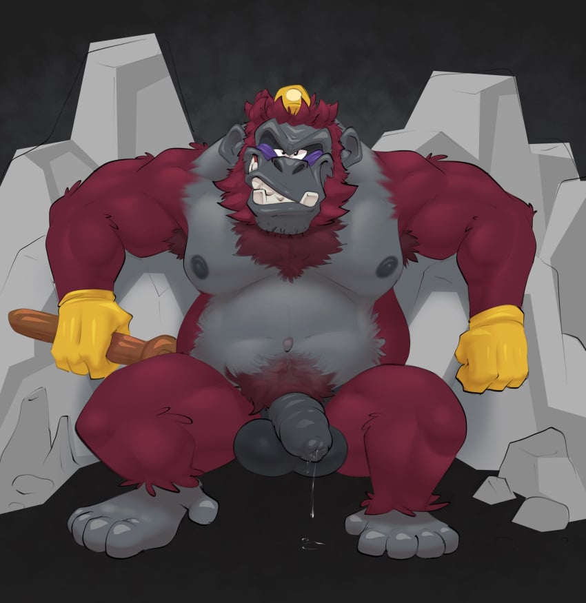 anthro ape armpit_hair balls bodily_fluids body_hair donkey_kong_(series) donkey_kong_bananza doost genital_fluids genitals gorilla haplorhine hi_res looking_at_viewer male mammal nintendo nude penis precum primate pubes solo