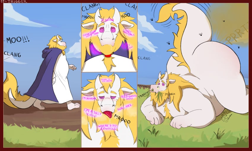 anthro ass ass_up big_butt bovid caprine clothed clothing columbus_nimbus columbusnimbus dragon eating eating_grass fart fart_cloud gassy goat hi_res hybrid hypnotic_eyes male mammal mythological_creature mythological_scalie mythology nude obese obese_anthro obese_male overweight overweight_anthro overweight_male partially_clothed raised_tail scalie smelly solo tail thick_tail thick_thighs walking