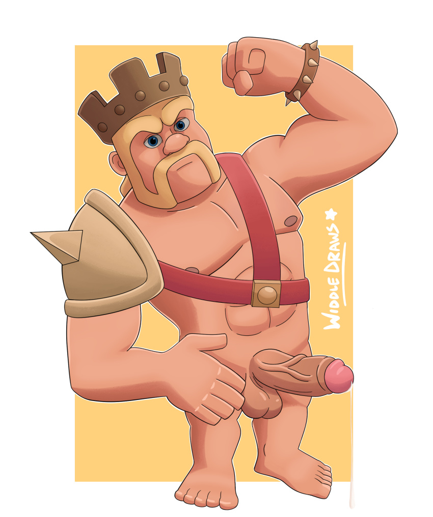 barbarian_king_(clash_of_clans) big_penis clash_(series) clash_of_clans completely_nude completely_nude_male crown flexing king looking_at_viewer male male_only nude nude_male penis precum sholder_pads solo tagme veiny_penis widdle_draws