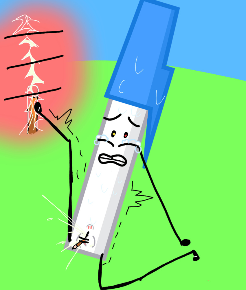 battle_for_dream_island censor_bar censored censored_pussy clenched_teeth color-chan crying crying_with_eyes_open cuntboy heart highres object_shows pen_(bfdi) pencil pencil_(object) pussy star sweat teeth