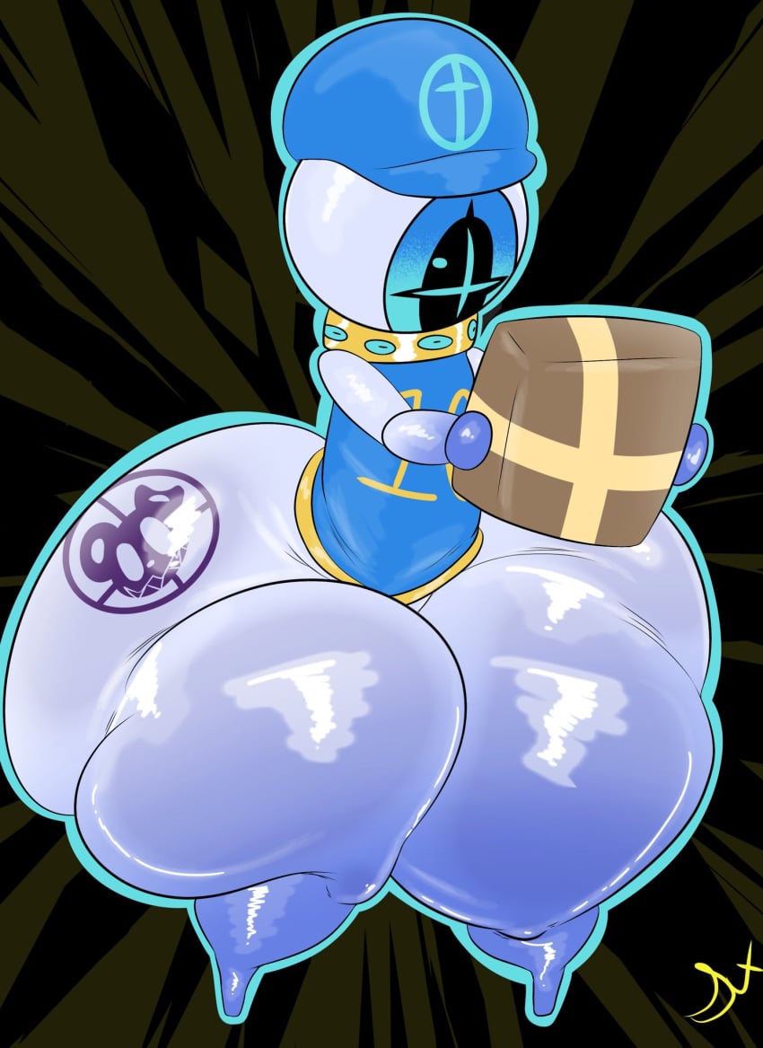 1_eye 1boy angel ass bottom_heavy branded fat_ass gabriel_(plushtrapboyuwu) holding_object male_only non-human non-human_only plushtrapboyuwu thick_ass thick_thighs