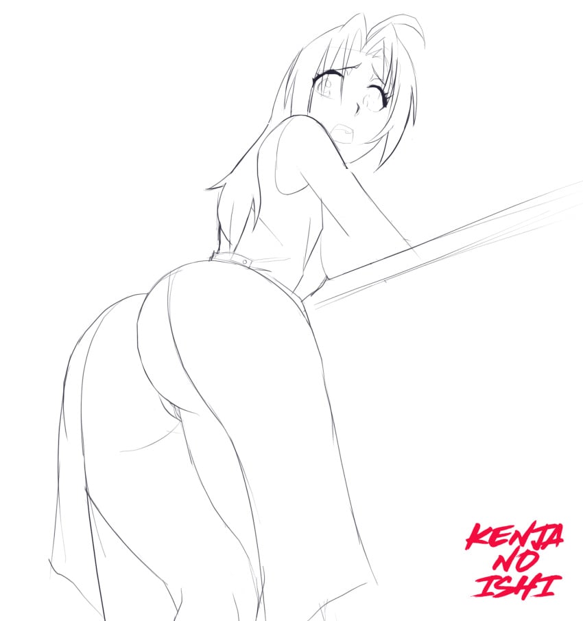 1girls ass breasts clothed female female_only fullmetal_alchemist kenjanoishi partially_colored rose_thomas small_breasts text thick_thighs watermark wide_hips