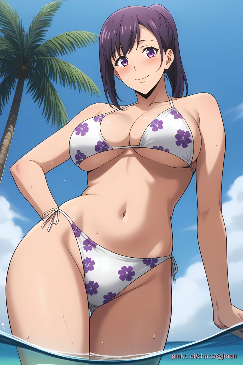 ai_generated aichat beach bikini cute ecchi female girl pinku pinku.ai pinkuai sexy solo_leveling sung_jin-ah water