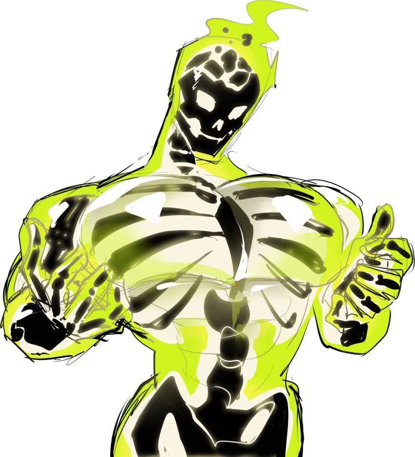 abs big_pecs creature_commandos dc dc_comics dcu doctor_phosphorus flanco male male_focus male_only muscular muscular_male non-human panchyandmaggi pecs skeleton solo solo_male translucent translucent_body white_background