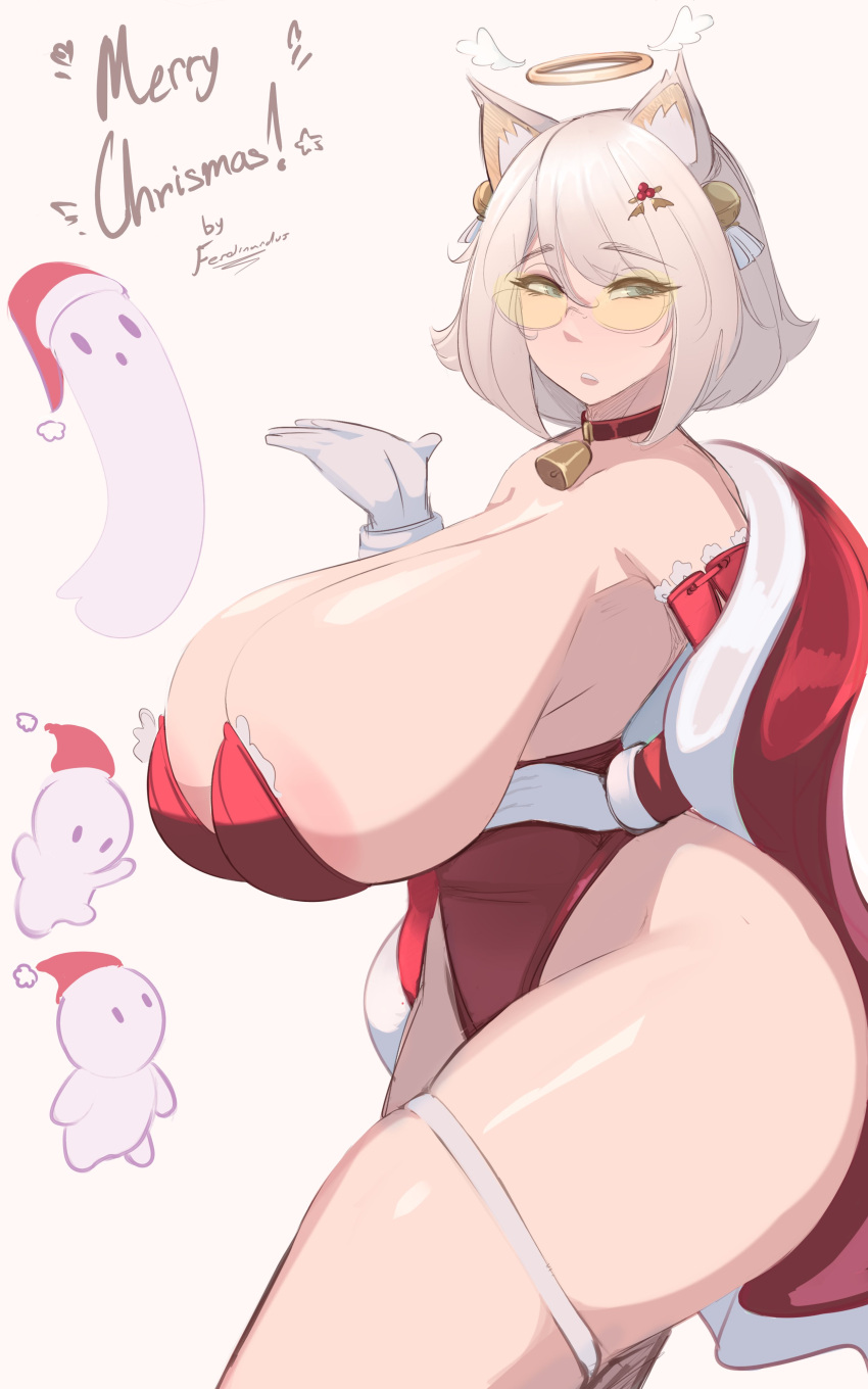 1girls breasts christmas curvy curvy_figure female female_only ferdi_(ferdinandus) ferdinandus gloves large_ass light-skinned_female light_skin looking_at_viewer original solo thick_thighs thighs wide_hips