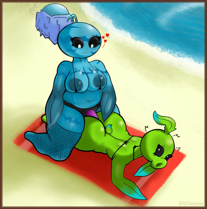 1girls 200theshadow anal anthro anthrofied ass blue_body breasts duo featureless_feet female female_on_male femboy flora_fauna green_body navel nipples peashooter_(pvz) pegging plant plant_boy plant_girl plant_humanoid plantie plants_vs._zombies plants_vs_zombies popcap_games pussy winter_melon_(pvz)