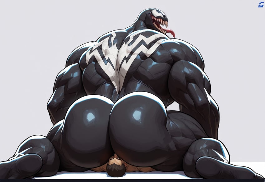 2boys ai_art ai_generated ass ass_bigger_than_head bara big_ass big_ass_(male) big_butt big_butt_(male) bottom_heavy bottom_heavy_male face_sitting facesitting gay gay_male gay_sex huge_ass huge_butt long_tongue male male/male male_only massive_ass massive_butt mature_male monster monster_boy muscular muscular_male nose_to_anus scarzilla sharp sharp_teeth sitting_on_face sitting_on_person symbiote venom_(marvel)