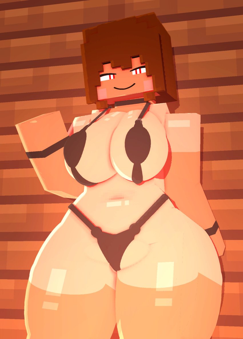 1girls 3d bed bed_sheet bikini bikini_bottom black_bikini blush breasts chara choker clothing coresvoid curvy curvy_body curvy_female curvy_figure curvy_hips digital_media_(artwork) female female_focus female_only hi_res huge_breasts human human_female humanoid mine-imator minecraft naked naked_female nude nude_female open_mouth posing shadow smooth_skin solo square_head tan tan_body tan_skin tanned tanned_skin thick_thighs thigh_highs thighs undertale undertale_(series) wide_hips