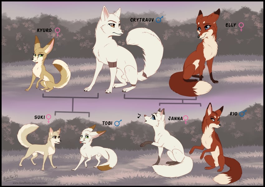 animal_genitalia balls canid canine family family_tree female fennec feral fox fully_sheathed hi_res male mammal rukifox sheath