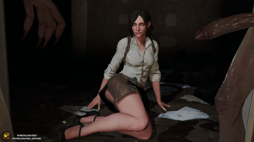 3d belt big clothing detective female freak_(thief) heels human juli_kidman male monster monster_cock pale_skin penis short_hair source_filmmaker straight tagme tedd-artwork the_evil_within thief_(series)