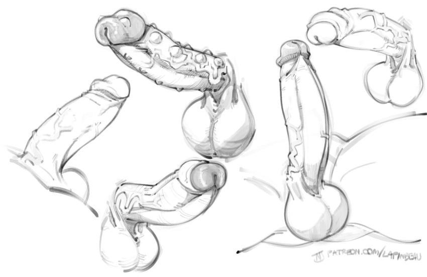 art_dump close-up erection foreskin lapinbeau male_only monster_penis multiple_penises penis sketch testicles veiny_penis