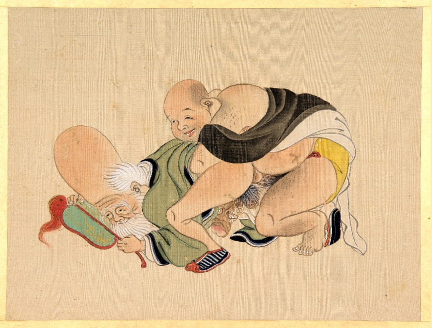 ancient_art deity erection fine_art fukurokuju gay hotei human japanese_mythology kawanabe_kyôsai male penis public_domain shunga straight_hair yaoi